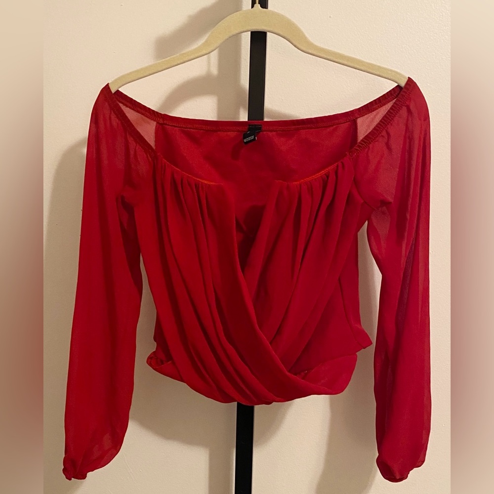 Windsor Red Draped Blouse Size M DONATED